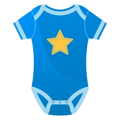 Baby Shower Blue Baby Onesie with Star Transparent Sticker